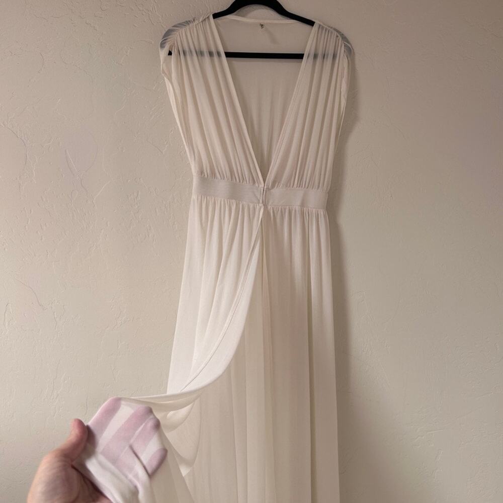 Sheer Mesh Maxi Dress Duster Ghost Bride Witchy Faire Ethereal Romantic White S